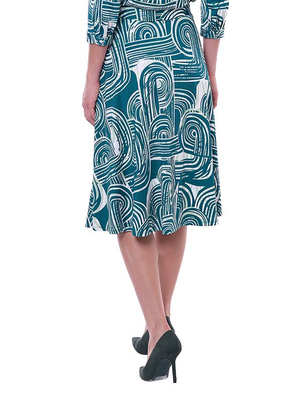 Falda de Jersey para Dama Estampado Geométrico Larga con Botones