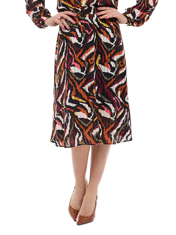 Falda de Chifón Animal Print Línea A a la Rodilla