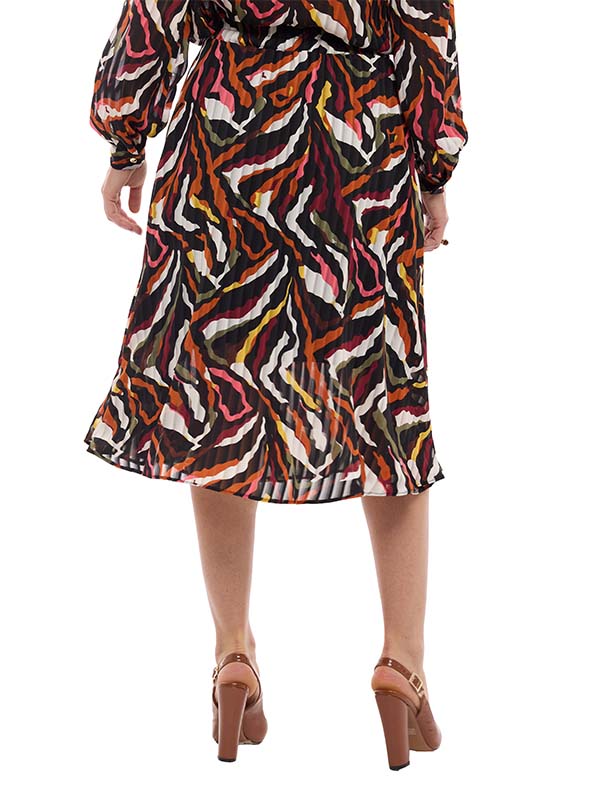 Falda de Chifón Animal Print Línea A a la Rodilla