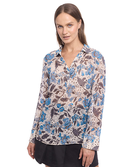 Blusa con Cuello Henley
