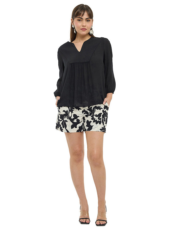 Blusa con Pliegues y Manga 3/4 con Elástico