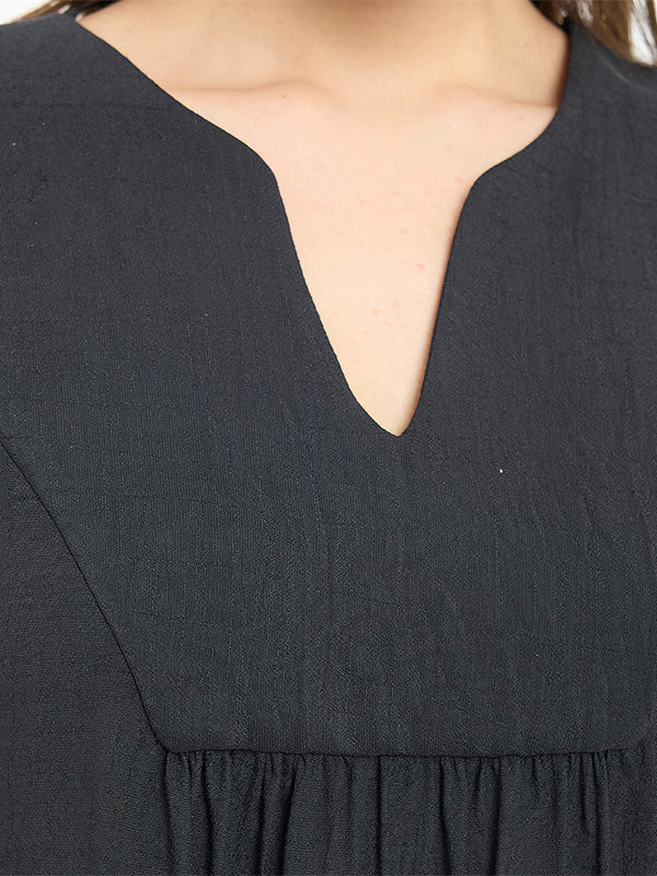 Blusa con Pliegues y Manga 3/4 con Elástico