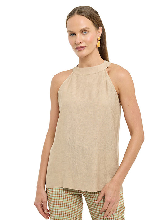 Blusa cuello halter con abertura de ojal en la espalda