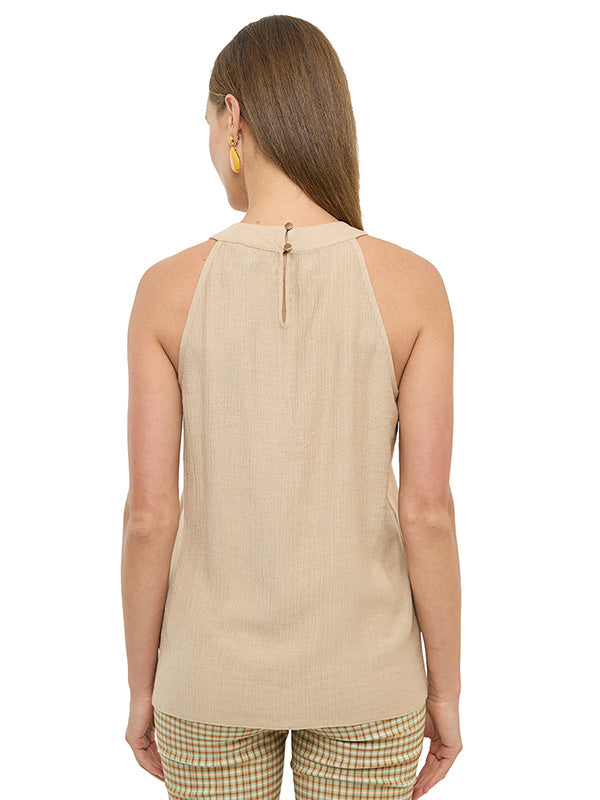 Blusa cuello halter con abertura de ojal en la espalda