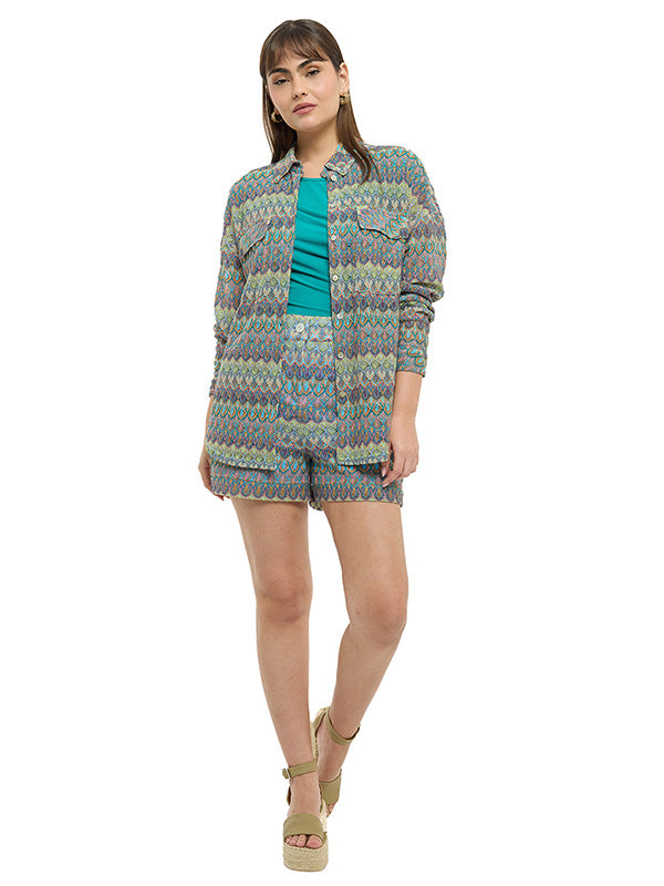 Blusa camisera oversize con bolsas de parche al frente