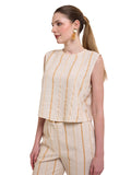 Blusa Crop Top sin Mangas con Abertura en Espalda