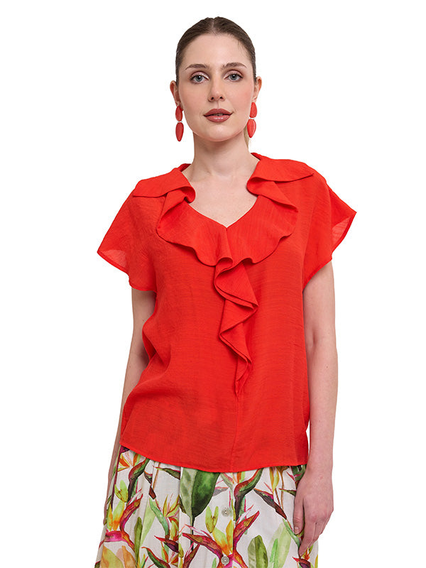 Blusa con Escarola en Escote Delantero