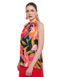Blusa Cuello Halter con Herraje en Delantero