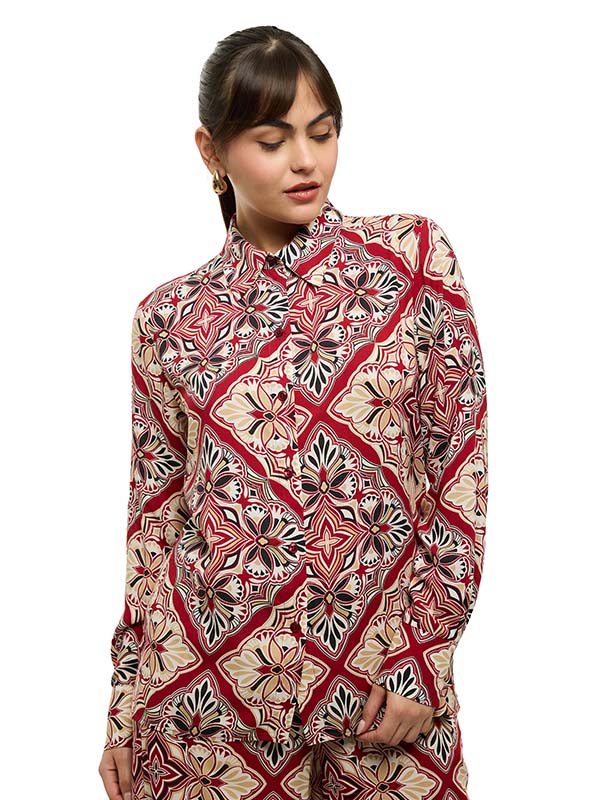 Blusa Camisera de Manga Larga con Hombro Prolongado