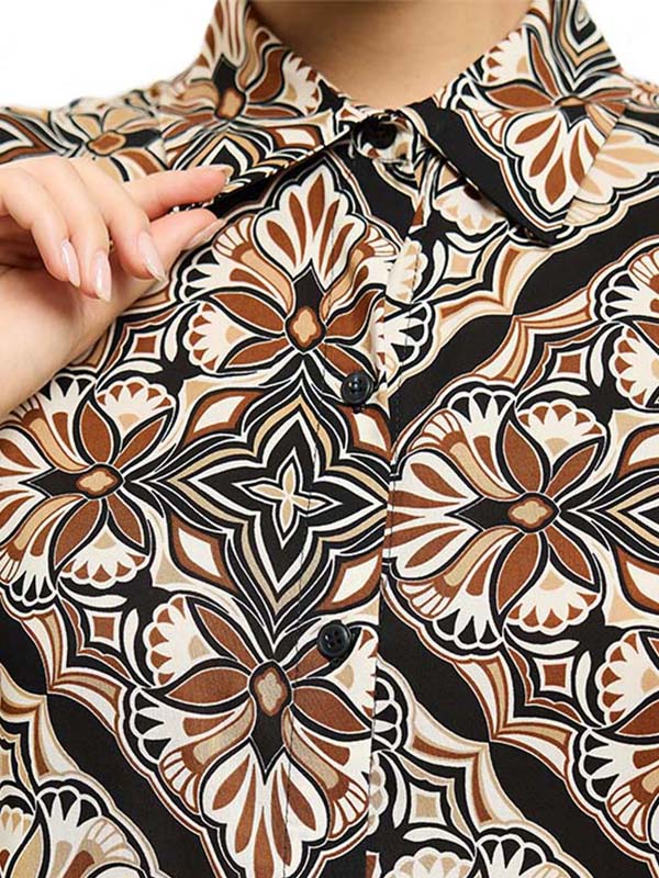 Blusa Camisera de Manga Larga con Hombro Caído