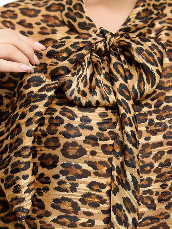 Blusa Plisada con Cinta en Escote y Mangas Abullonadas