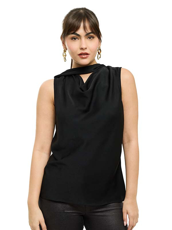 Blusa Sin Mangas con Escote Hamaca y Cinta Ajustable