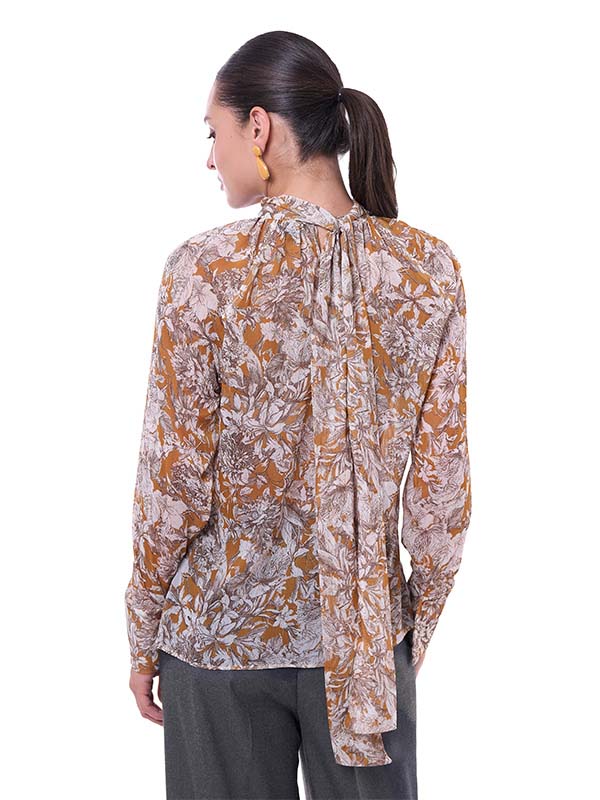 Blusa de Manga Ranglán con Abertura en Escote y Puño Acampanado
