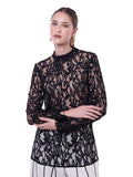 Blusa con Cinta en Cuello y Puños con Abertura