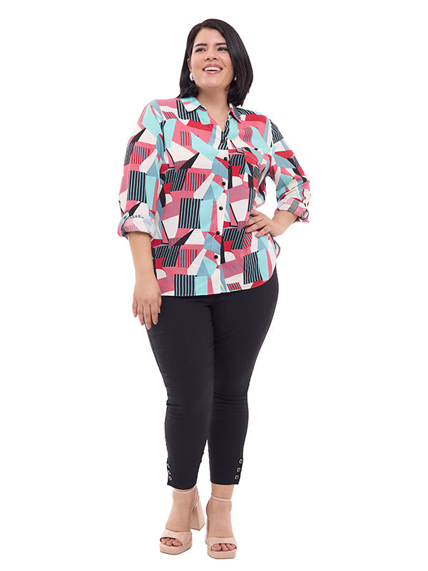 Blusa camisera con elevador en mangas