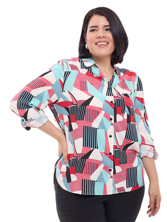 Blusa camisera con elevador en mangas