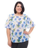 Blusa de escote redondo con manga de olán