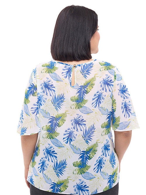 Blusa de escote redondo con manga de olán