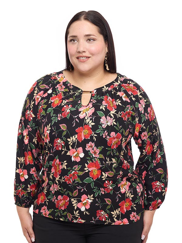 Blusa estampada con herraje