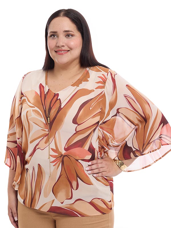 Blusa estampada con collar