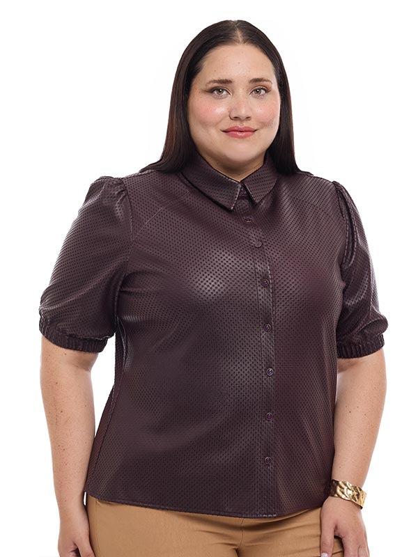 Blusa camisera con manga abullonada