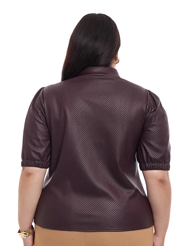 Blusa camisera con manga abullonada