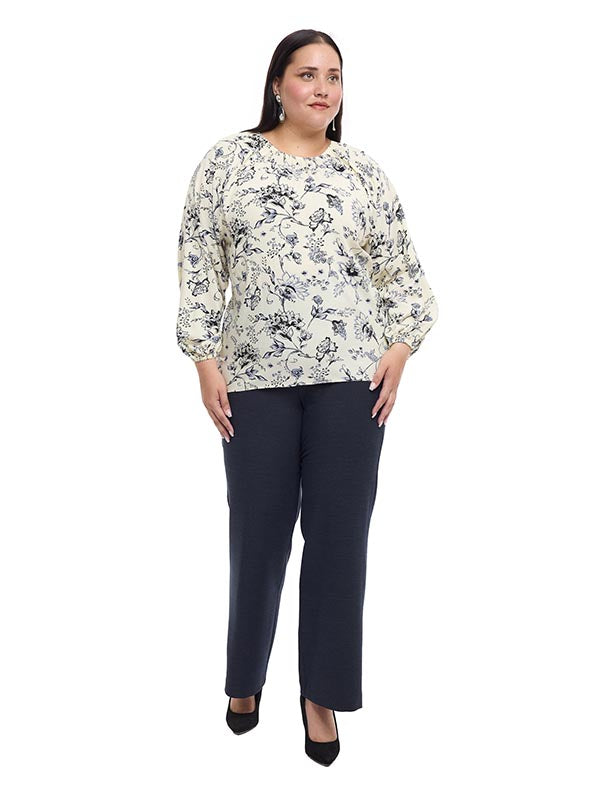 Blusa Estampada para Dama de Manga Larga Aglobada