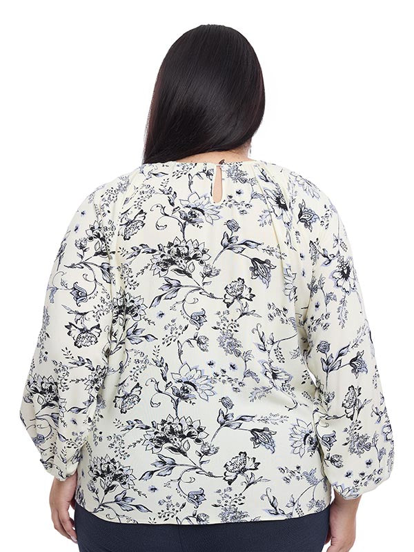 Blusa Estampada para Dama de Manga Larga Aglobada