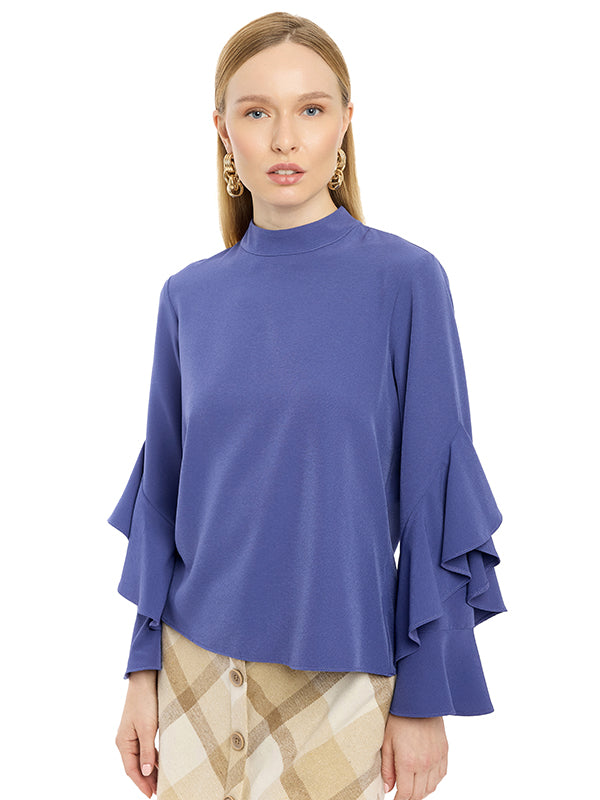 Blusa Crepé Lisa Cuello Alto