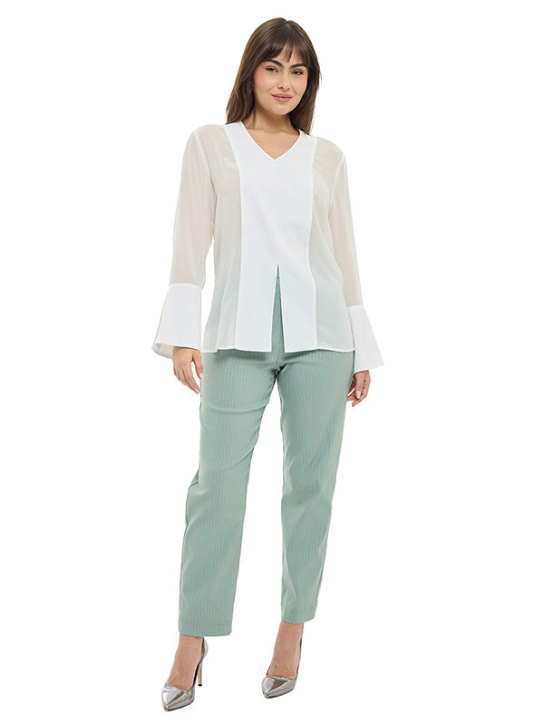 Blusa de Chifón Liso con Cuello V