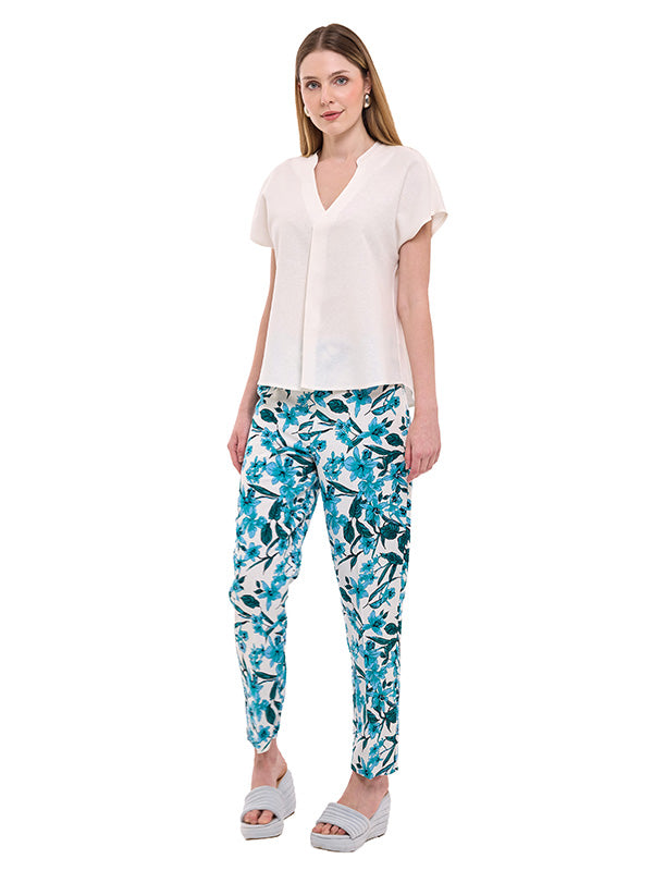 Blusa de Lino con Estampado Floral