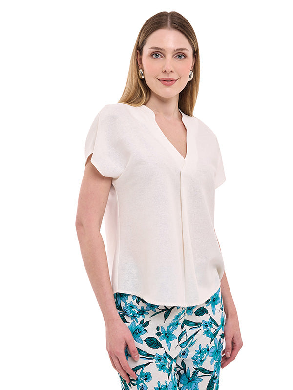 Blusa de Lino con Estampado Floral