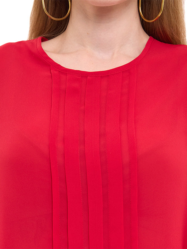 Blusa de Tafetán Lisa de Manga Larga con Botón