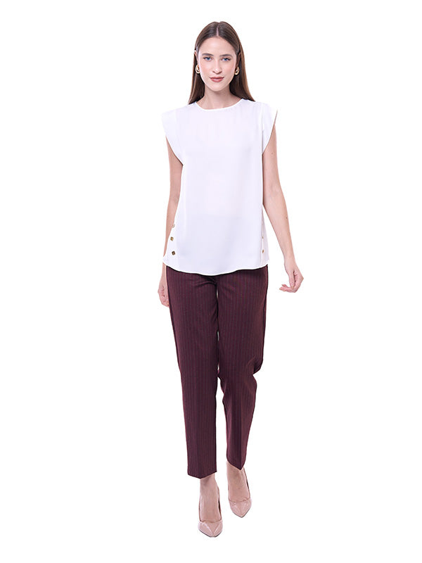 Blusa de Tafetán con Botones al Frente