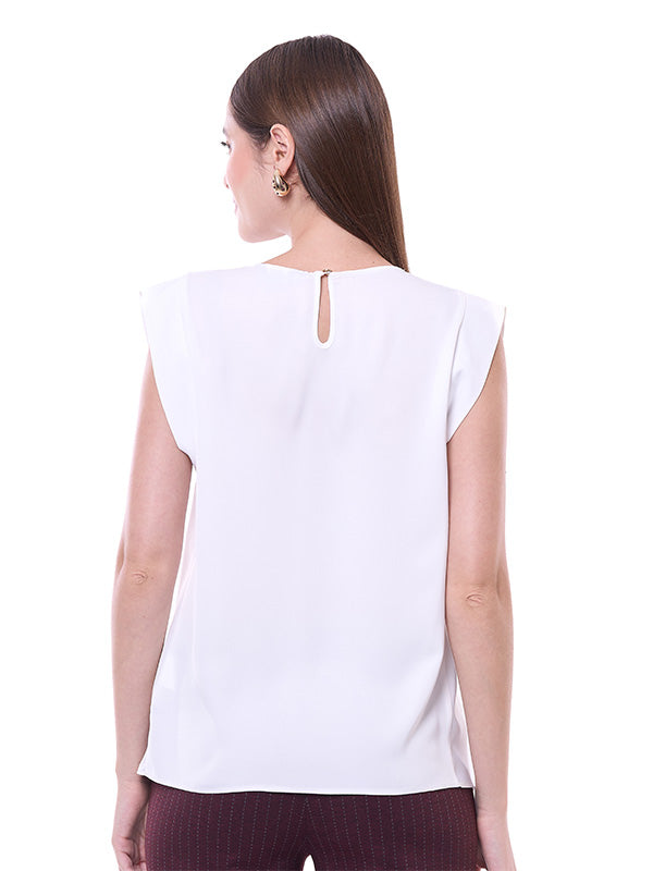 Blusa de Tafetán con Botones al Frente