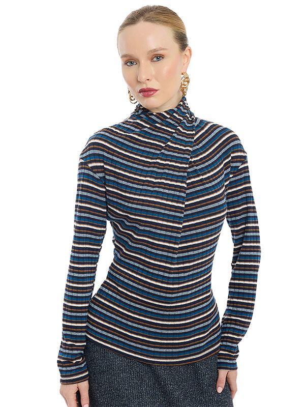 Blusa Envolvente con Escote en Gota y Cuello para Anudar