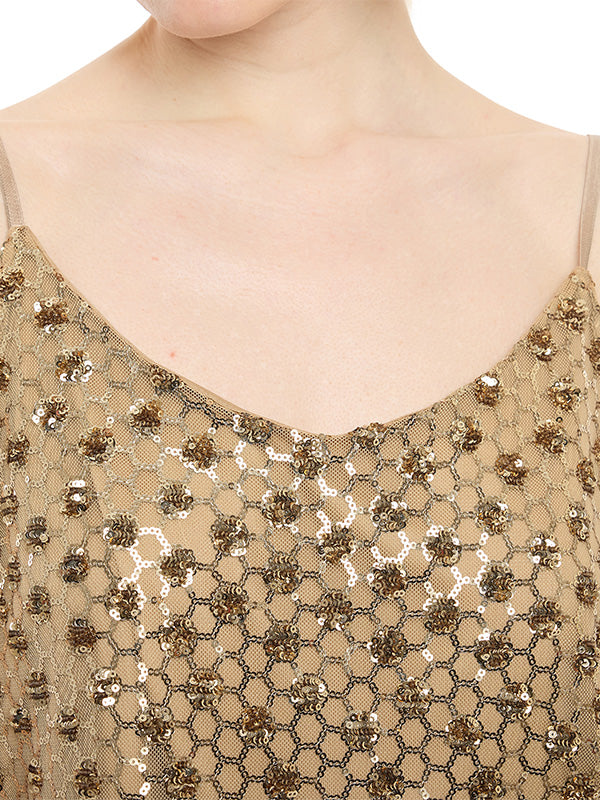 Blusa de Tirantes Tela con Lentejuela Bordada