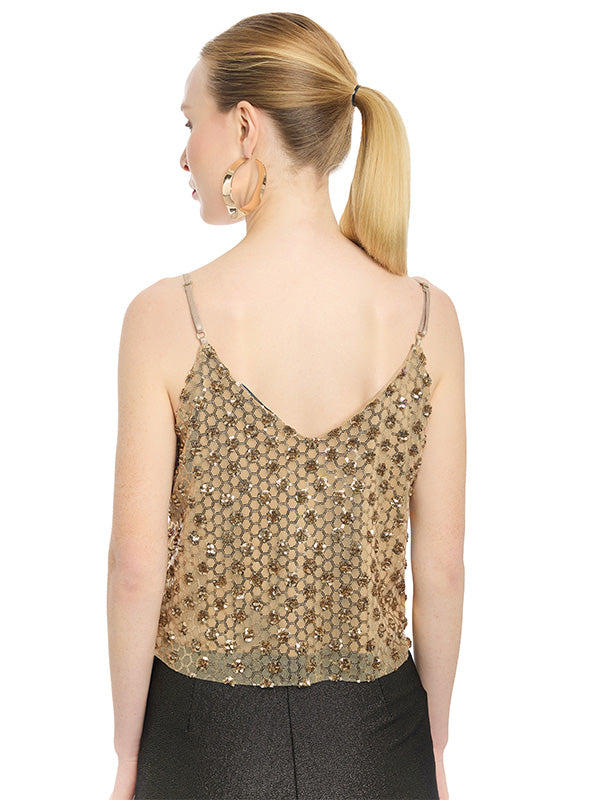 Blusa de Tirantes Tela con Lentejuela Bordada