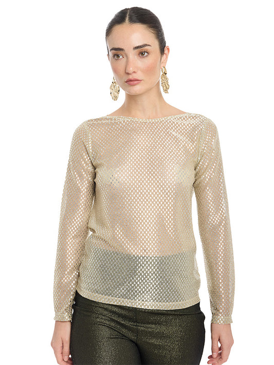 Blusa con Escote Redondo y Espalda en Hamaca