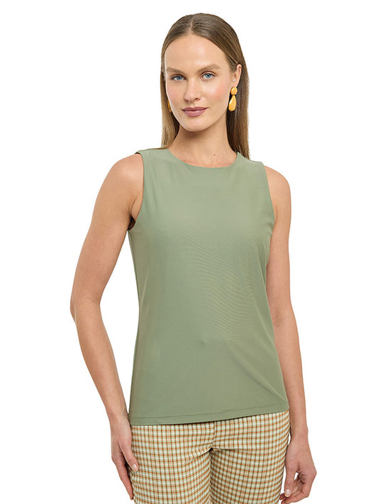 Blusa sin mangas con escote redondo y doble tela