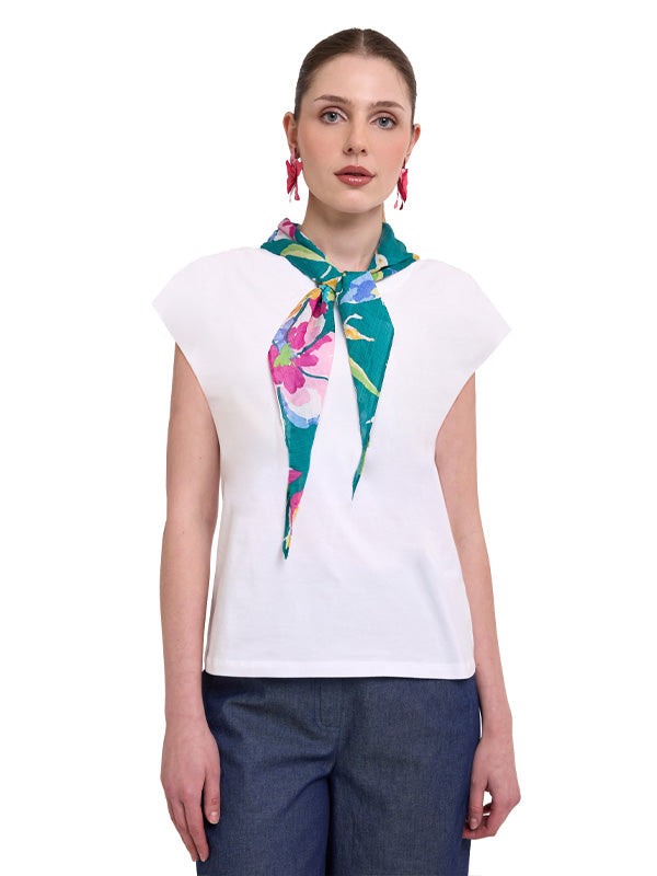 Blusa sin Mangas con Pañuelo Integrado