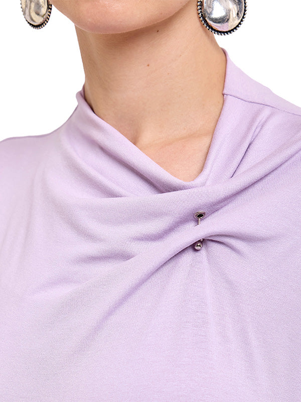 Blusa de Hombro Prolongado con Herraje en Cuello y Delantero
