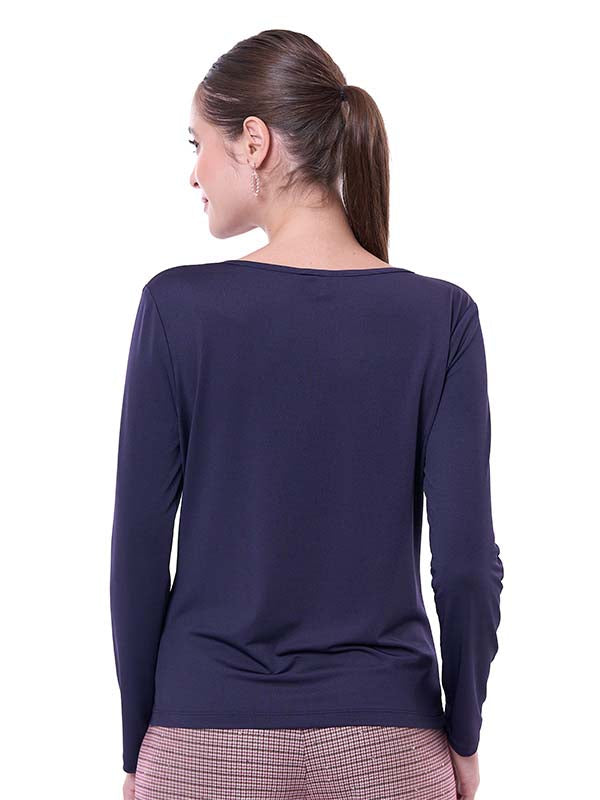 Blusa con Gota en Escote Delantero y Drapeado