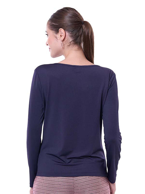Blusa con Gota en Escote Delantero y Drapeado