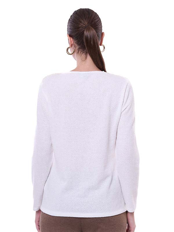 Blusa de Escote Redondo con Aplicaciones en Hombros