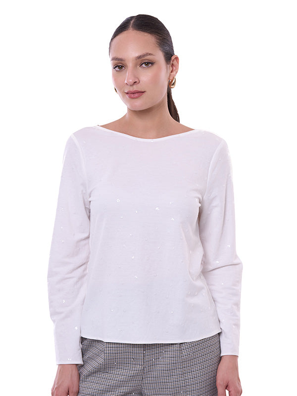 Blusa de Lentejuelas para Dama Manga Larga con Hamaca en Espalda