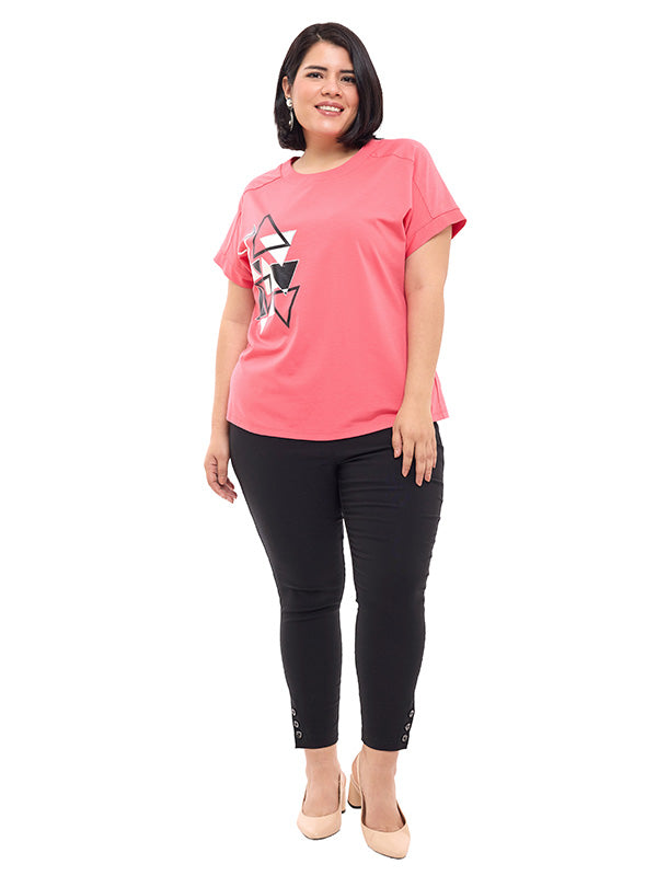 Blusa de escote redondo con estampado