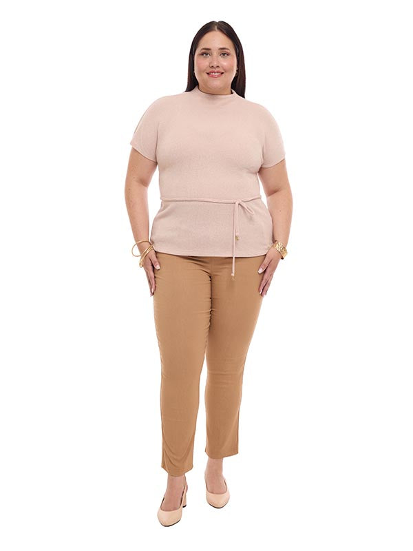 Blusa de hombro prolongado con cinta de amarre