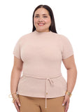 Blusa de hombro prolongado con cinta de amarre