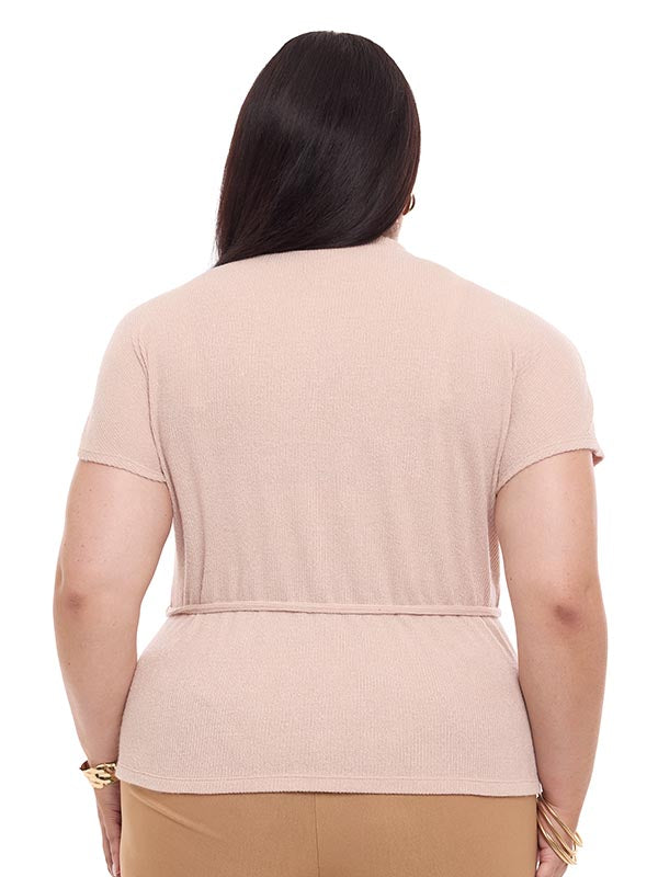 Blusa de hombro prolongado con cinta de amarre